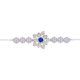 Asfour Crystal Tennis Bracelet With Turquoise Pear & Emerald Zircon In 925 Sterling Silver